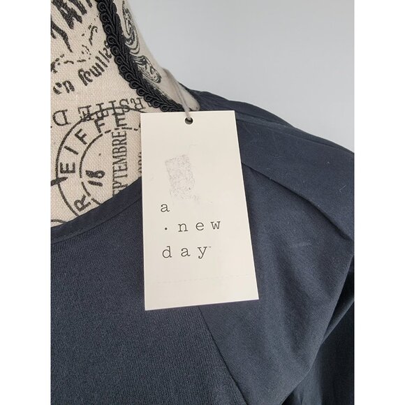 A New Day 100% Cotton Keyhole‎ Blouse Black Small - Picture 3 of 6